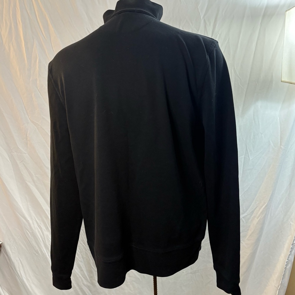 Burberry Black Pima Cotton Quarter Zip Sweater Men’s XL Classic Logo Pullover - Picture 3 of 11